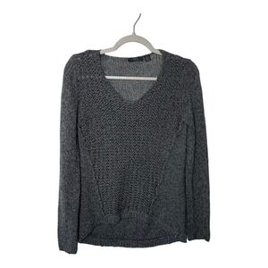 RDI Womens‎ Sweater Size Medium Gray Lightweight Textured Pullover Boho Casual